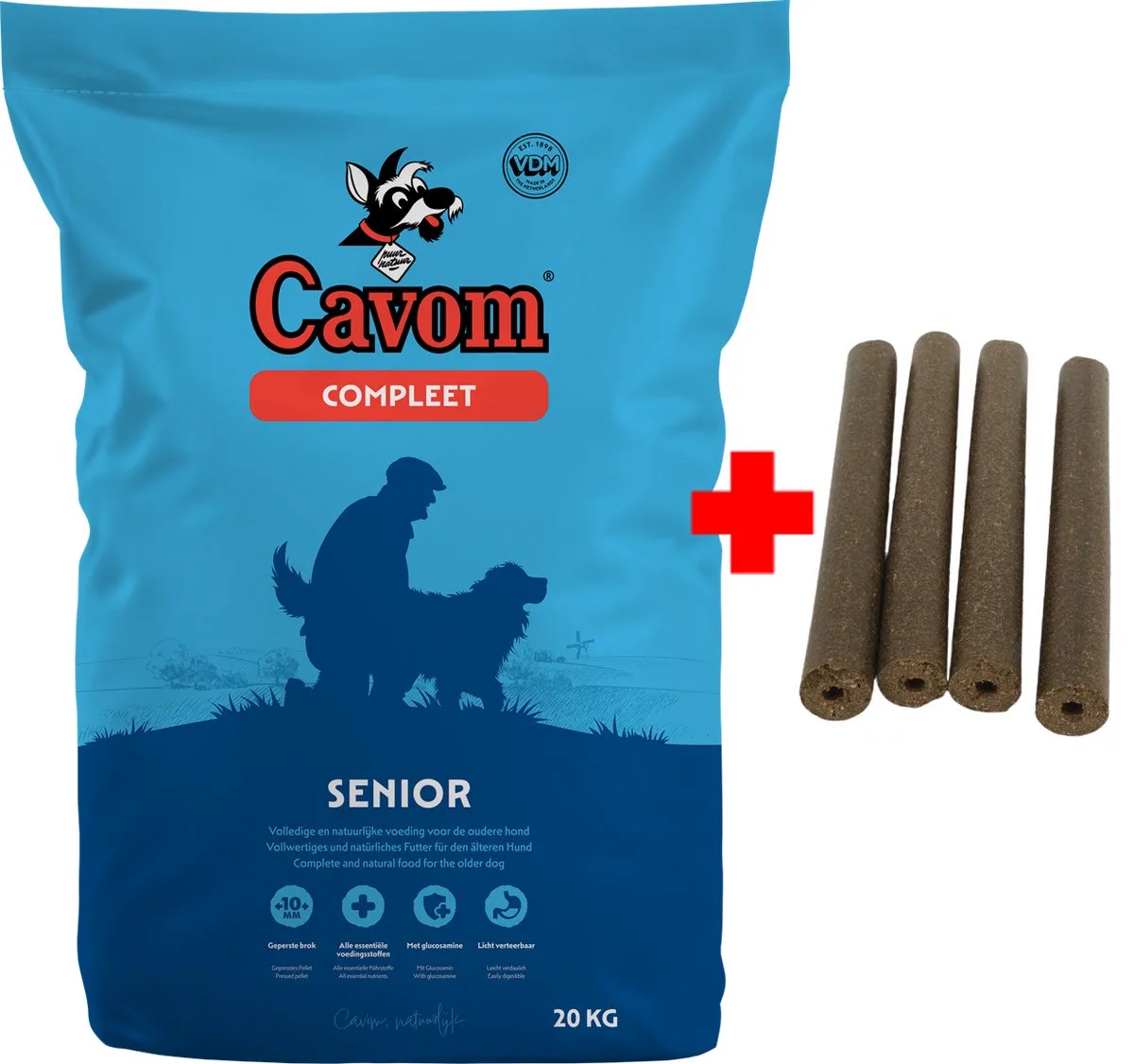 compleet Senior - geperste brokken - 20kg + 4x gratis Frikandel von Cavom – Produktfoto