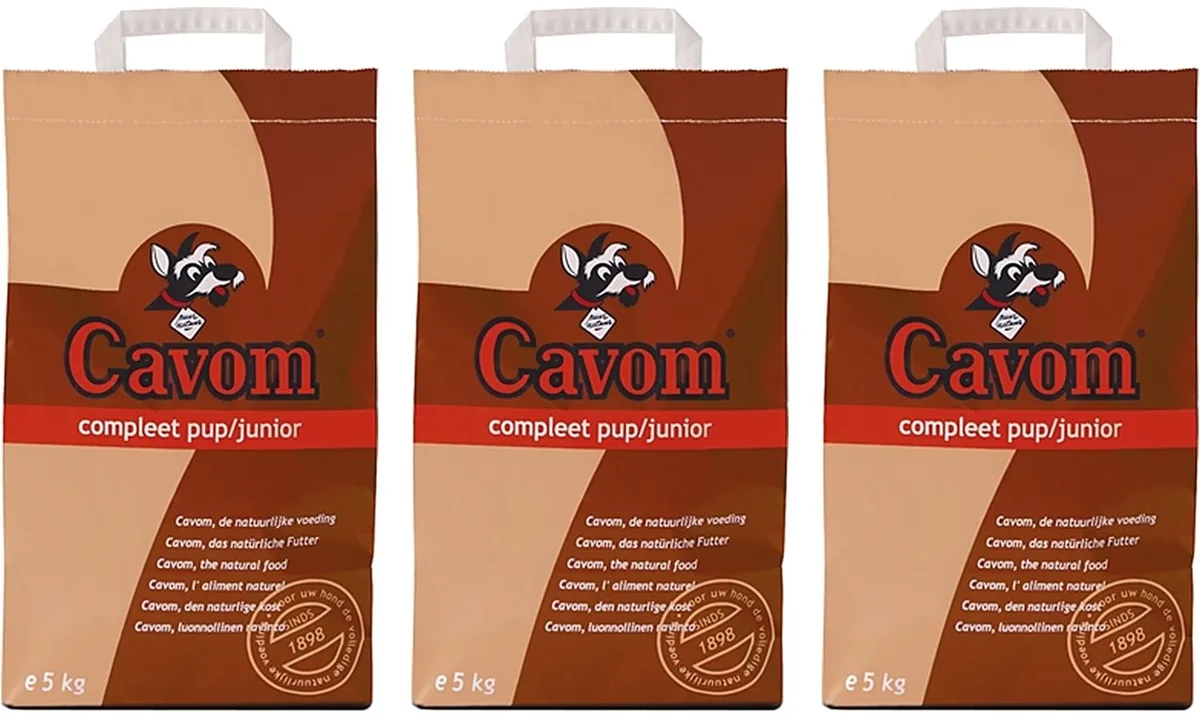 Hondenbrokken CAVOM Compleet Pup Junior - Volledige voeding voor pups 4-9 maanden 5kg - 3 stuks - Multipack von Cavom – Produktfoto