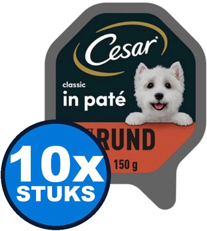 10x Cesar Classic - Pate met Rund - Hondenvoer - 150g fra Cesar – produktbillede