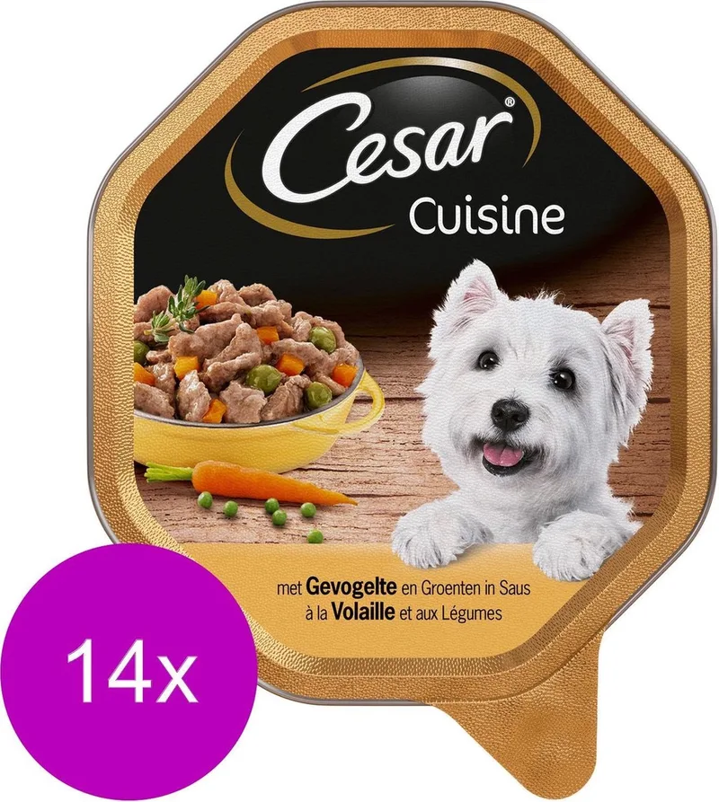 14x Cesar alu cuisine gevogelte / groente in saus hondenvoer 150 gr de Cesar – photo produit