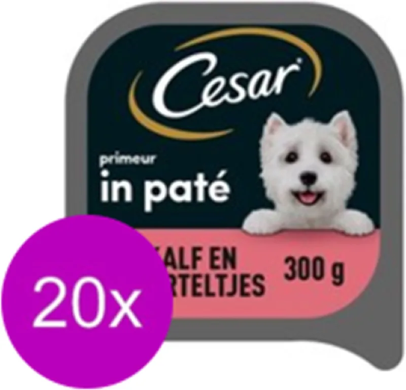 20x Cesar Primeur Kuipje Paté Kalf & Worteltjes - Hondenvoeding - 300g de Cesar – photo produit