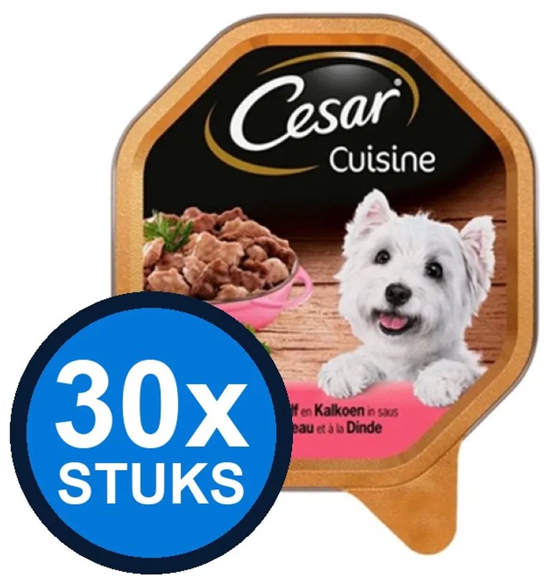 30x Cesar Cuisine - Kalf & Kalkoen - Hondenvoer - 150g fra Cesar – produktbillede