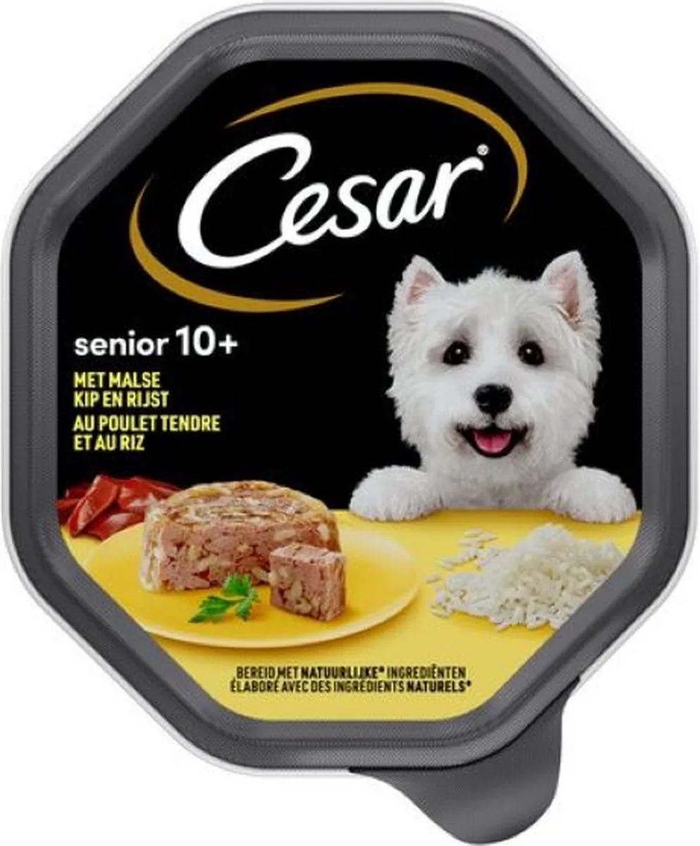 6x Cesar - Senior 10+ met malse kip en rijst - 150g by Cesar – product photo