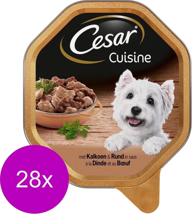 Alu Cuisine - Kalkoen&Rund - Hondenvoer - 28 x 150 g de Cesar – photo produit