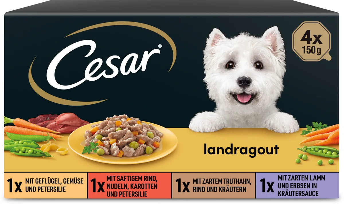 Cesar 4x150g Landküche Vielfalt in Sauce - 600 g von Cesar – Produktfoto