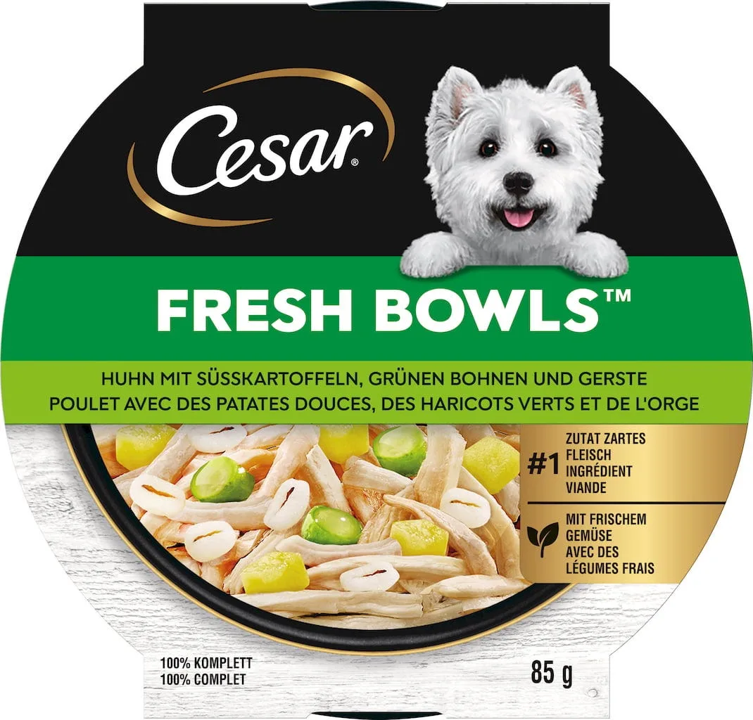 Fresh Bowls Huhn mit Süßkartoffeln, grünen Bohnen & Gerste - 85 g von Cesar – Produktfoto