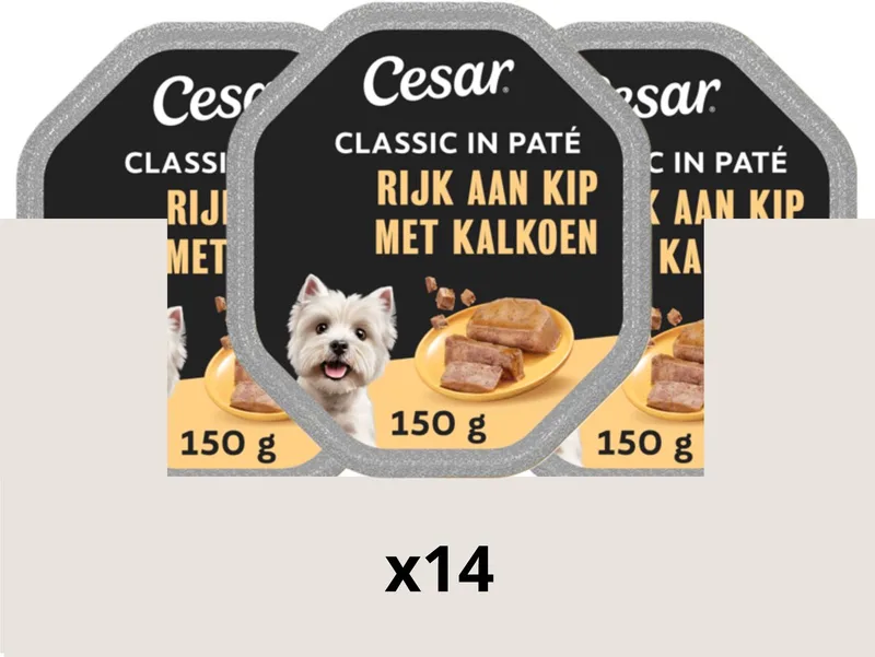 Hondenvoer - Classic - Kip in Paté - Maaltijdkuipjes 14x150g by Cesar – product photo