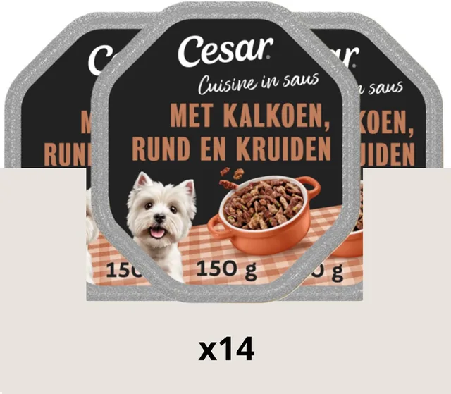 Hondenvoer - Cuisine - Kalkoen & Rund in Saus - Kuipjes 14x150g