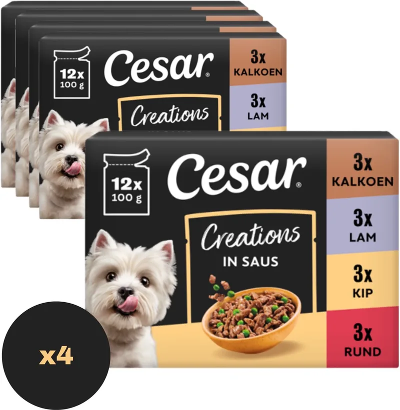 Hondenvoer - Mix Selectie in Saus - Maaltijdzakjes - 48x100g von Cesar – Produktfoto