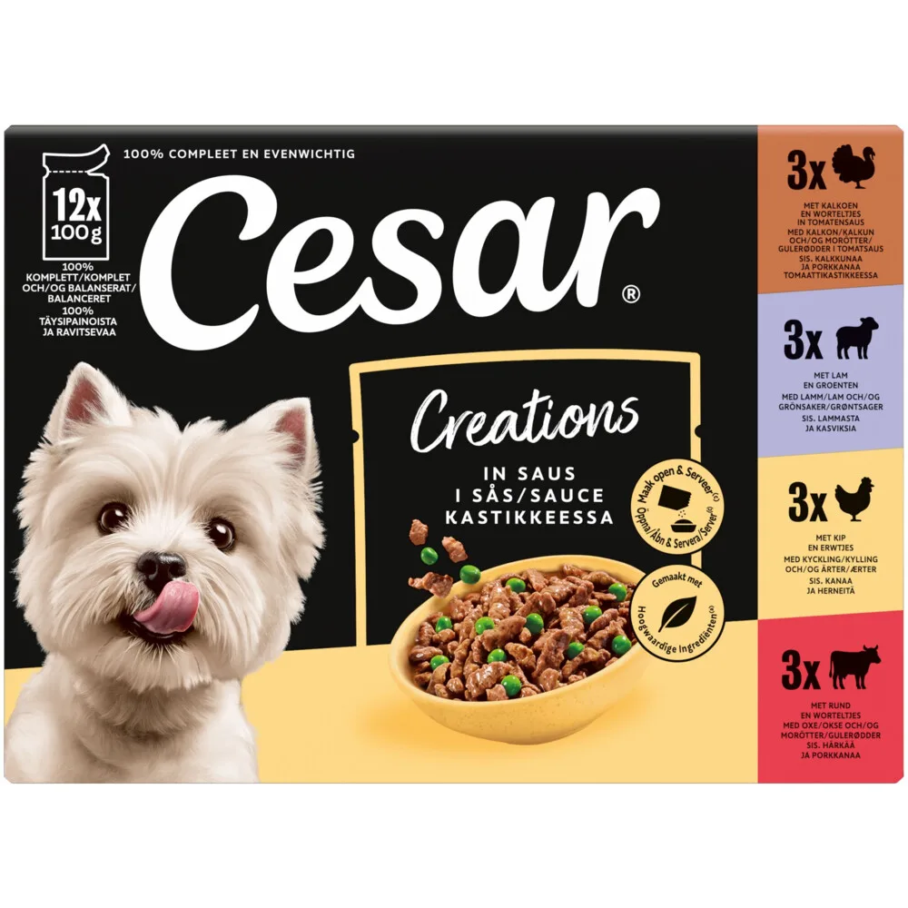 Hondenvoer Nat Pouch Creations Saus Mix 12x100 gr van Cesar – productfoto