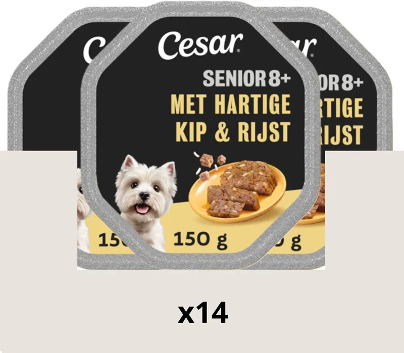 Hondenvoer - Senior 10+ - Kip en Rijst in Gelei - 14x150g von Cesar – Produktfoto