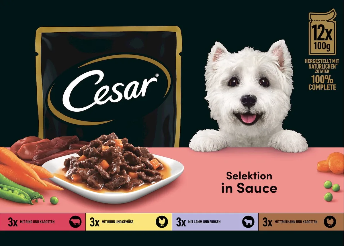 Multipack 12x100g Pouch Selektion in Sauce - 1.200 g von Cesar – Produktfoto