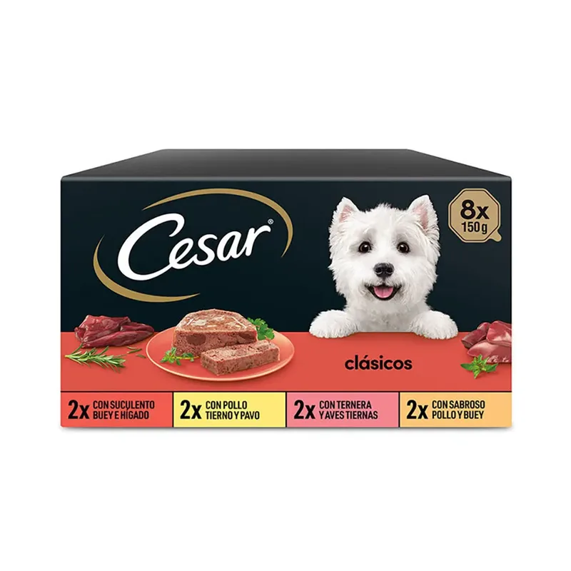 Multipack 8 Klassiekers Natvoer Voor Honden 3x8x150g by Cesar – product photo