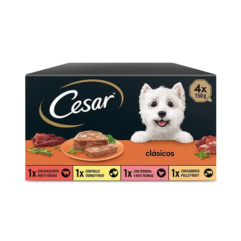 Multipack Classic Natvoer Voor Honden Met Vlees 6x4x150g by Cesar – product photo