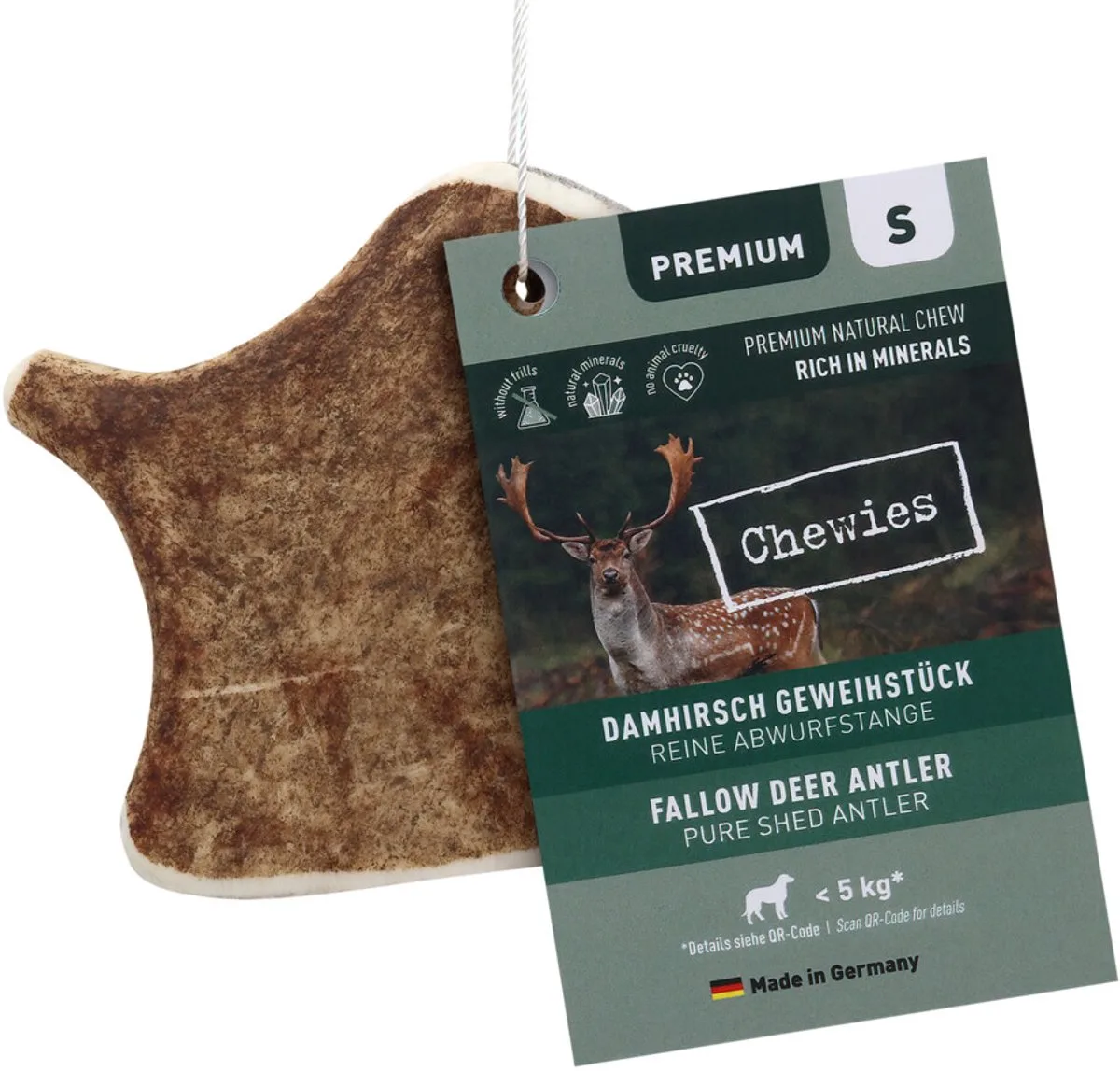 Damherten Gewei Snack S - 5 x 80 gr - Voordeelverpakking by Chewies – product photo