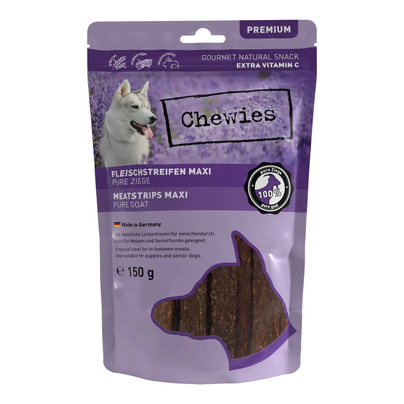 Fleischstreifen Maxi 8x150g Ziege de Chewies en Regular – photo produit