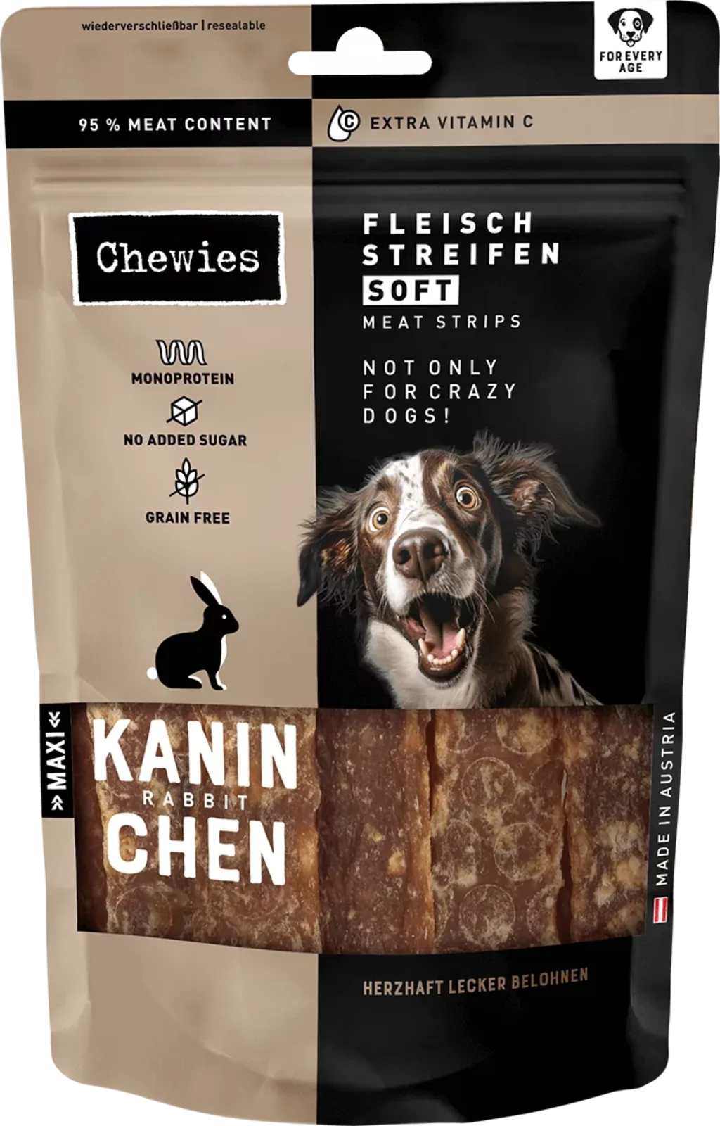 Fleischstreifen Soft Kaninchen - 150 g von Chewies – Produktfoto