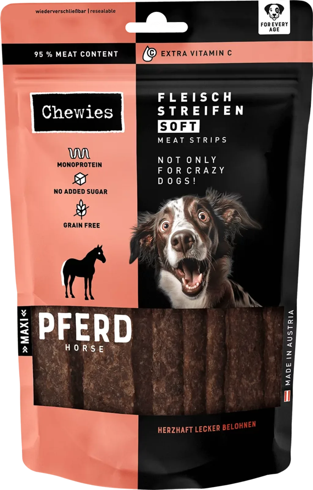 Fleischstreifen Soft Pferd - 150 g von Chewies – Produktfoto