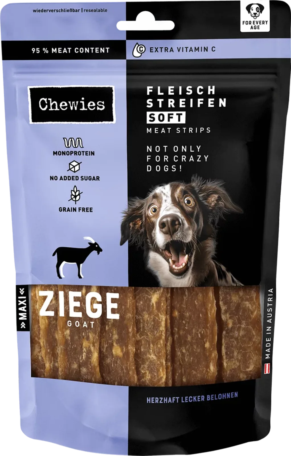 Fleischstreifen Soft Ziege - 150 g von Chewies – Produktfoto