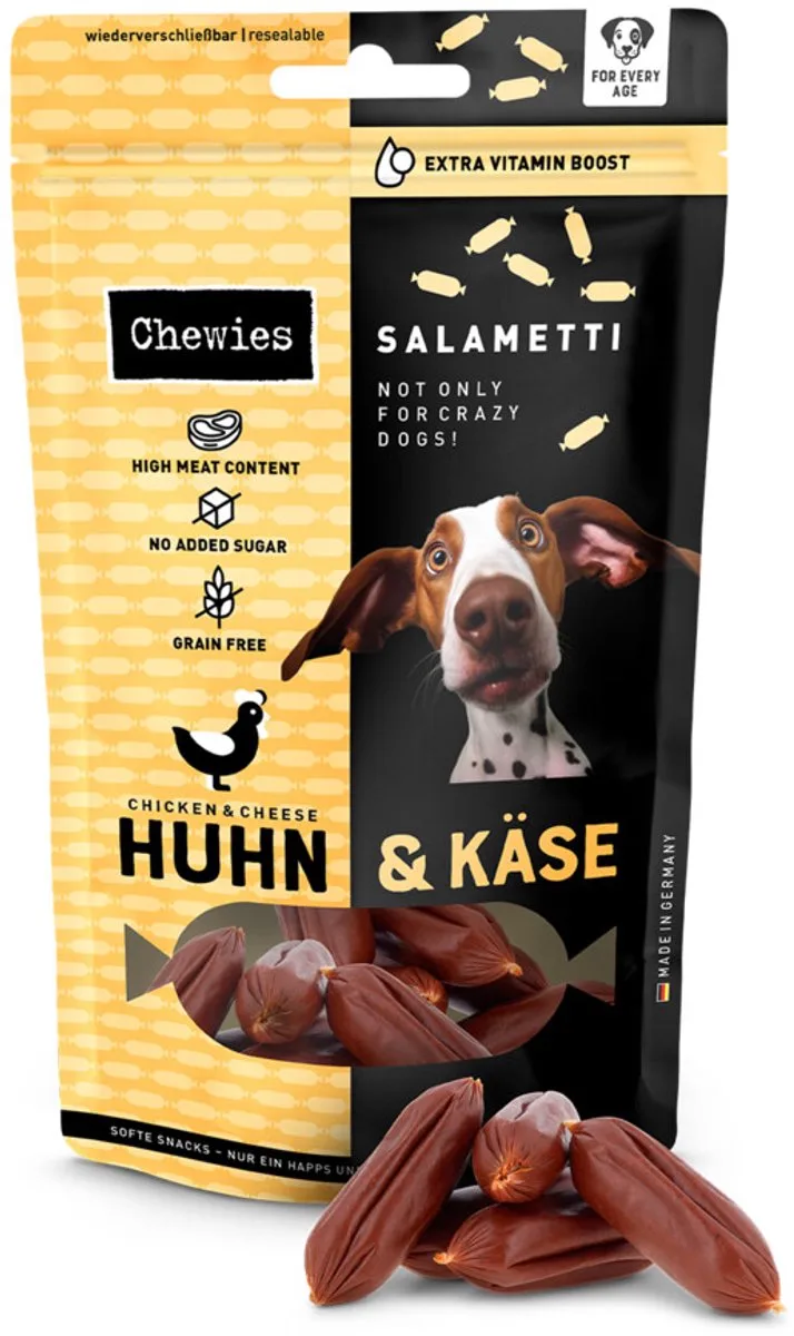 Salametti Hondensnack Kip & Kaas - 8 x 200 gr - Voordeelverpakking by Chewies – product photo