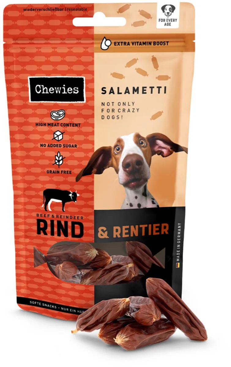 Salametti Hondensnack Rund & Rendier - 9 x 60 gr - Voordeelverpakking von Chewies – Produktfoto