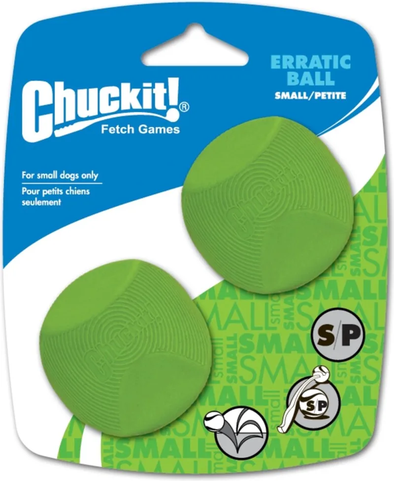 Erratic Ball - Hondenspeelgoed - Hondenbal - Stuiterend hondenspeeltje - Rubber - Small - 2 Stuks von Chuckit! in Grün – Produktfoto