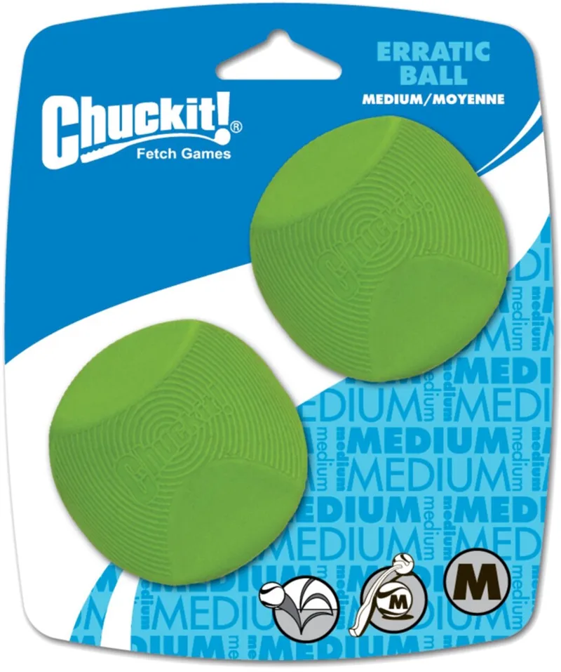 Erratic Ball - Hondenspeelgoed - Hondenbal - Stuiterend hondenspeeltje - Rubber - Medium - Ø6 cm - 2 Stuks von Chuckit! in Grün – Produktfoto