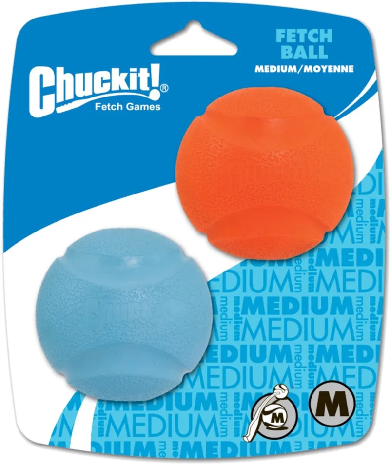 Fetch Ball - Hondenspeelgoed - Hondenbal - Natuurlijk Rubber - Medium - Ø6 cm - Oranje/Blauw - 2 Stuks by Chuckit! in Orange – product photo