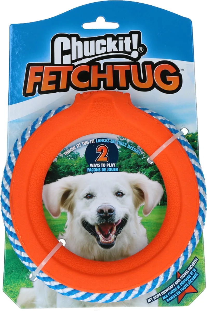 Fetch Tug - Hondenspeelgoed - Hondenspeeltje - Honden touw - Trektouw - Duurzaam rubber - Oranje - 13 cm de Chuckit! en Bleu – photo produit