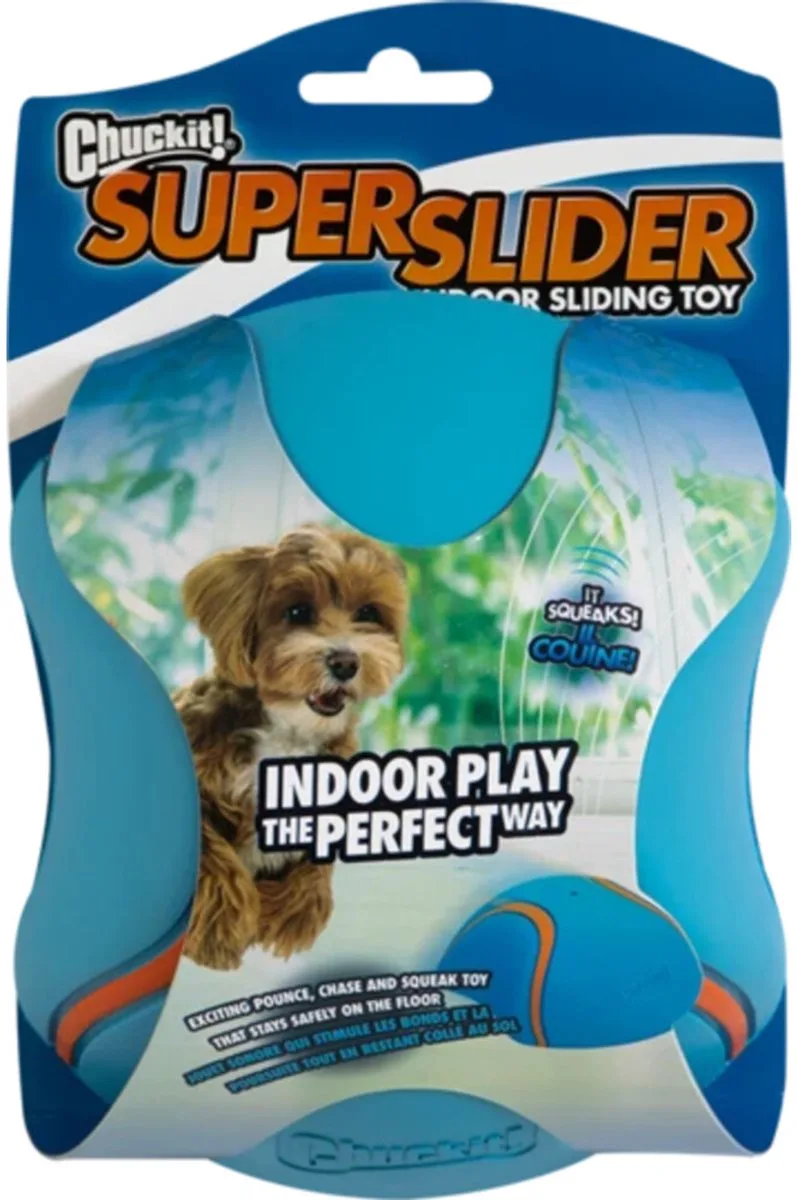 Indoor Slider - Hondenspeelgoed - Hondenspeeltjes - Met pieper - 18x14 cm - Rubber - Blauw/Oranje de Chuckit! en Orange – photo produit