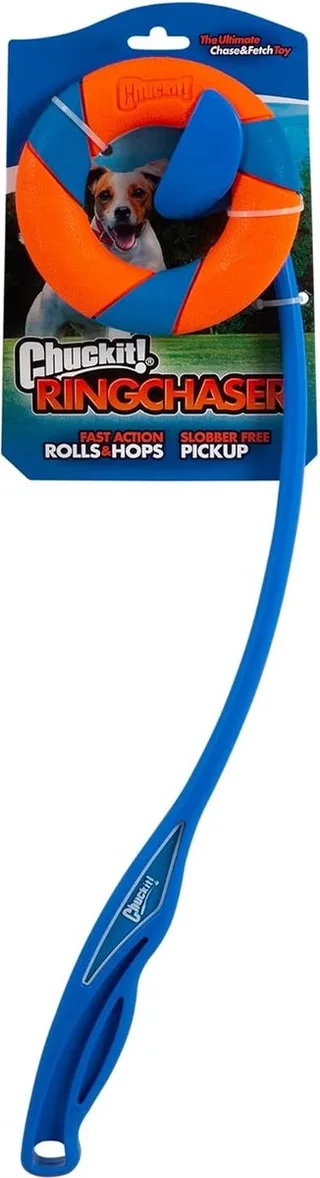 Ring Chaser Launcher - Apporteerstok - Werpstok - Hondenspeelgoed - 56 cm - Kunststof - Blauw/Oranje de Chuckit! en Bleu – photo produit 1 sur 4