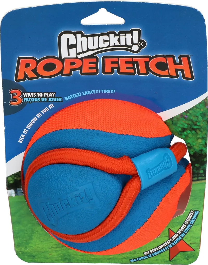 Rope Fetch - Hondenspeelgoed - Hondenbal - Drijvend - EVA-foam/Canvas - Ø13 cm - Oranje/Blauw von Chuckit! in Orange – Produktfoto