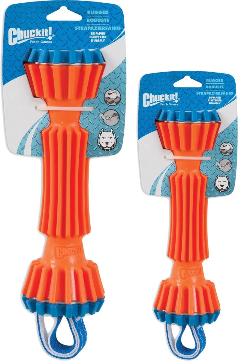 Rugged Bumper - Hondenspeeltje - Apporteerspeelgoed - Drijvend - Nylon/Rubber - Small - Oranje/Blauw - 20 cm de Chuckit! en Orange – photo produit