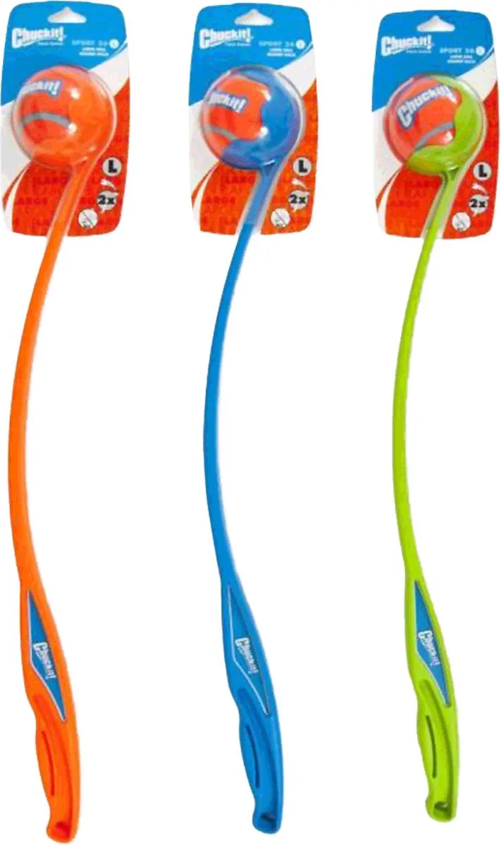 Sport Ball Launcher - 66 cm - Werpstok - Ballenwerper - Hondenspeelgoed - Incl. Tennisbal Large - ø 7 cm - Kunststof by Chuckit! in Assorti – product photo