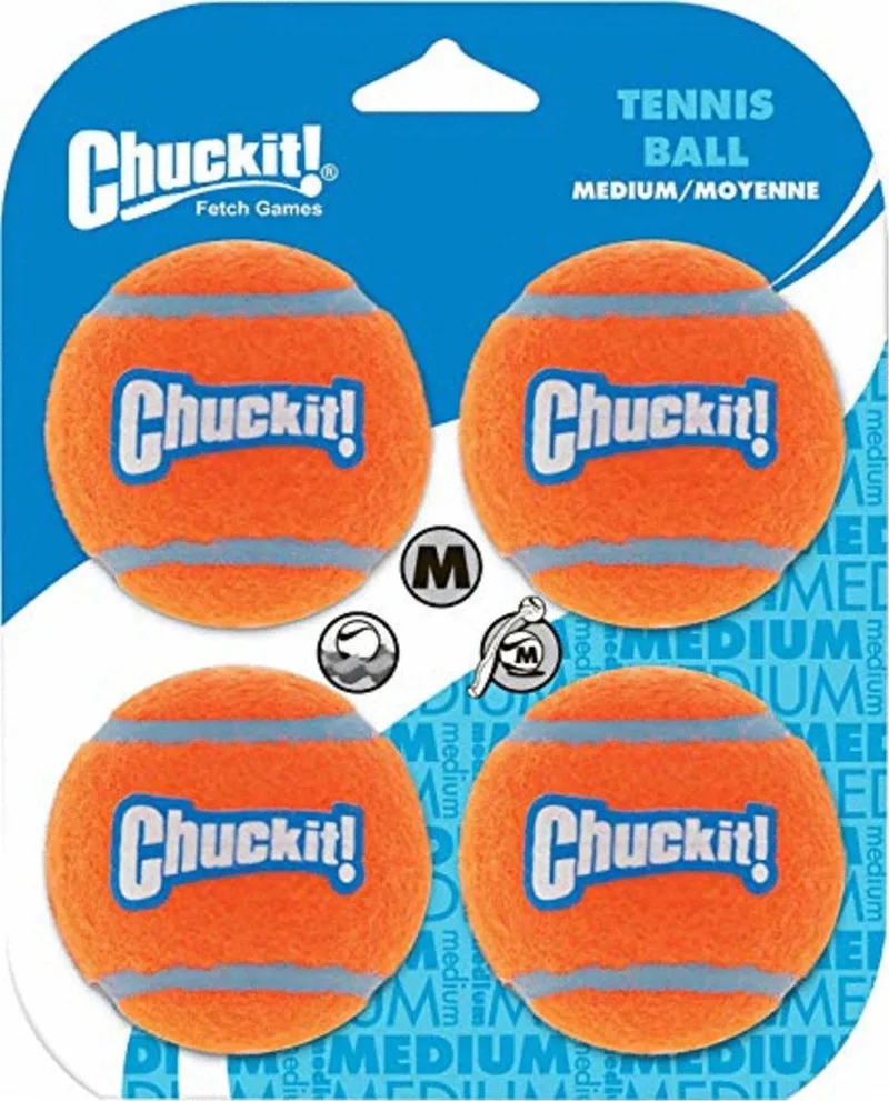 Tennis Ball - Hondenspeelgoed - Hondenbal - Natuurlijk rubberen kern - Medium - Ø6 cm - Oranje/Blauw - 4 Stuks by Chuckit! in Orange – product photo