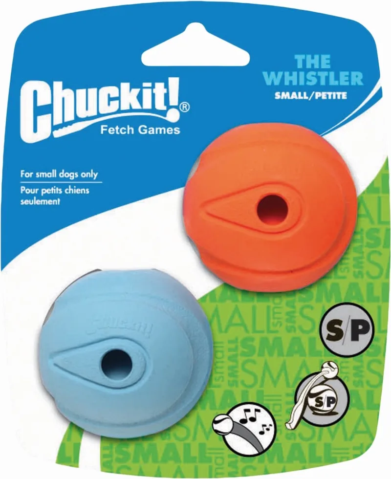 The Whistler - Hondenspeelgoed - Hondenbal - Duurzaam rubber - Small - Ø5 cm - 2 Stuks de Chuckit! en Orange – photo produit
