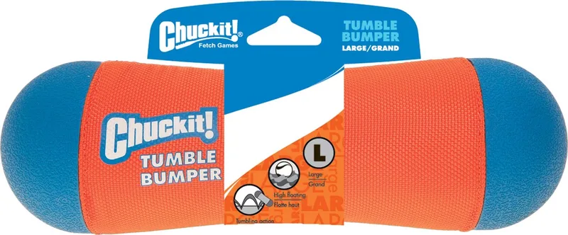 Tumble Bumper - Hondenspeelgoed - Apporteer speelgoed - Hondenspeeltje - Oranje/Blauw - ø 8 x 25 cm - L de Chuckit! en Orange – photo produit