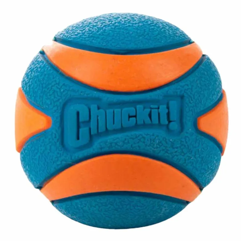 Ultra Squeaker Bal - Hondenspeelgoed - Hondenbal - Duurzaam rubber - Medium - Ø6 cm - Blauw/Oranje - 1 Stuks von Chuckit! in Blau – Produktfoto