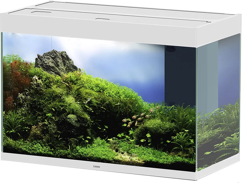 Aquarium set Emotions Pro 80 LED - 81,2 x 40,2 x 56cm de Ciano en Blanc – photo produit