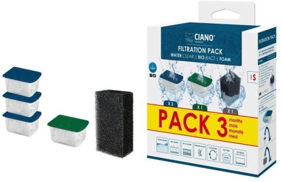 Aquarium Verbruiksartikelen - Vervangende filterpatronen voor aquariumfilters - 3-maandenverpakking - Maat S by Ciano – product photo