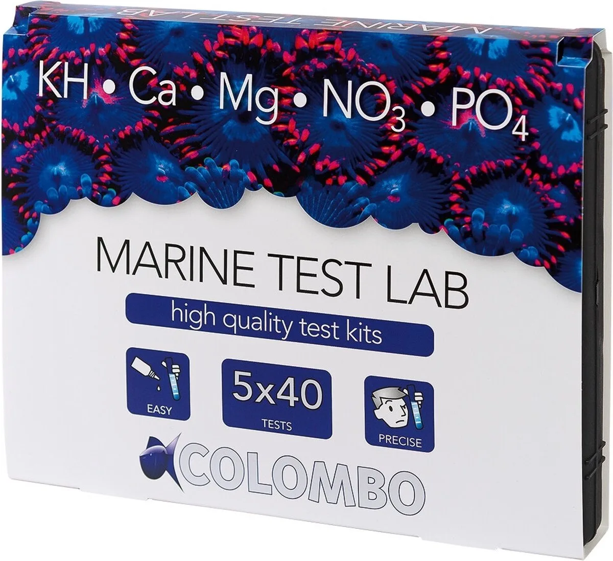 Marine Testlab Kh-Ca-Mg-No3-Po4 fra Colombo i Sort – produktbillede
