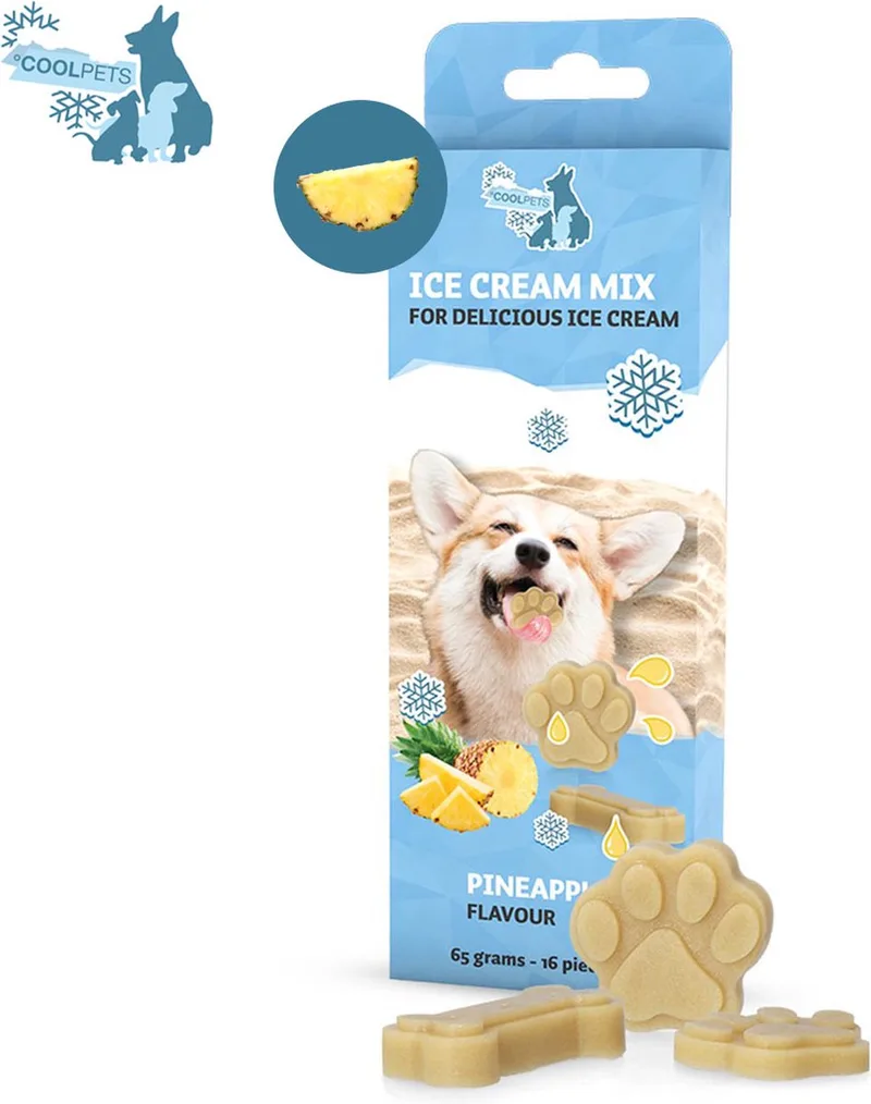 Dog Ice Mix Pineapple - 16 Hondenijsjes - Verkoelend - Koude hondensnack - Hondensnoepjes - Ananas smaak de CoolPets – photo produit