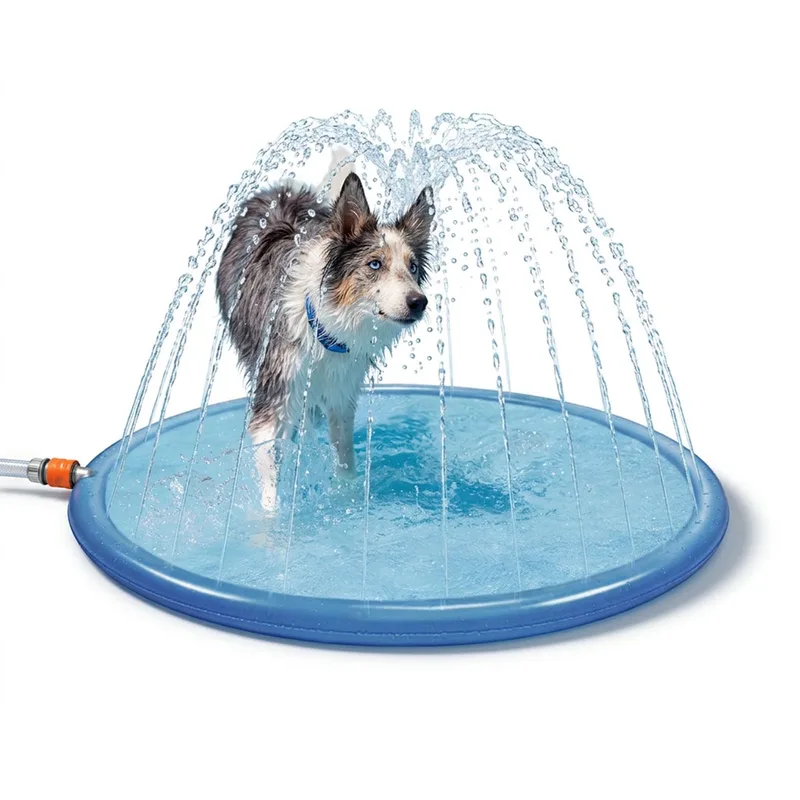 Mat met Sprinklers – 150 cm – Met sproeiers – Hondendouche - Bad - Water - Speelgoed - Fontein - Verkoeling - Zwembad - Hond de CoolPets en Bleu – photo produit