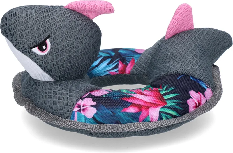 Ring o’Sharky – 10 x 36 x 21 cm - Verkoelend hondenspeeltje – Hondenspeelgoed met pieper – Drijft op water – Bloemen print von CoolPets in Ring o’Sharky Flower – Produktfoto
