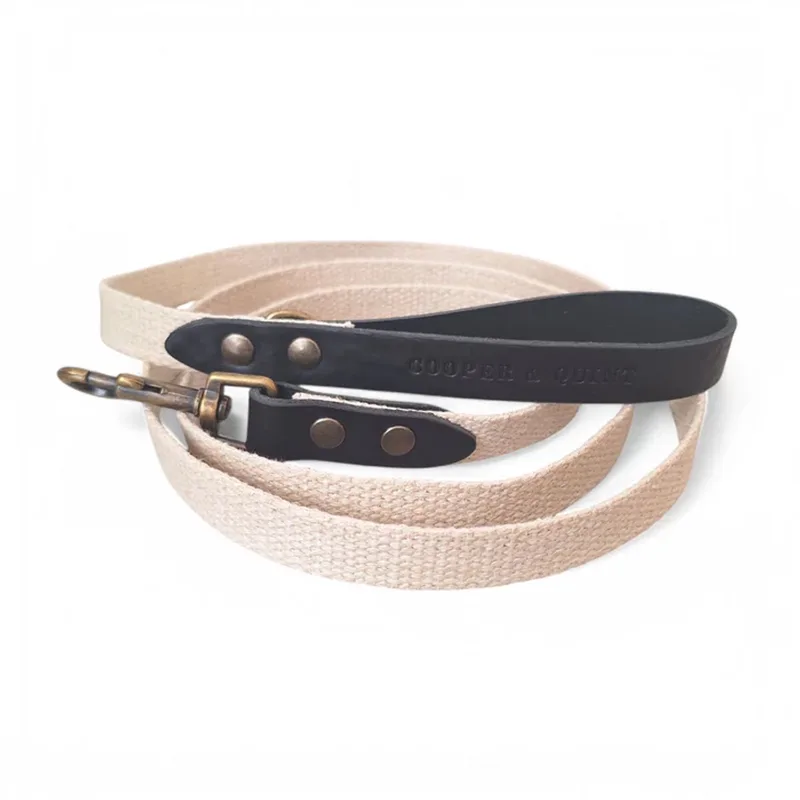 Adventure Hondenriem - Zwart - 1.5 cm - Oud Messing fra Cooper & Quint i Schelpenwit, Sort – produktbillede