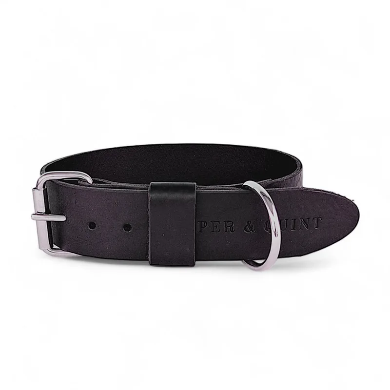 Bold Brede Leren Halsband - Medium - 4 cm - Zilver by Cooper & Quint in Black – product photo