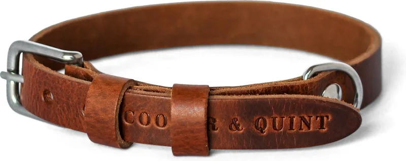 Double Trouble - Halsband Hond Leer - Small van Cooper & Quint in Bruin – productfoto