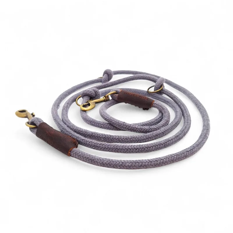 Just Cotton Verstelbare Hondenriem - Politielijn hond - Trainingslijn hond - Touwlijn - 10mm - Oud Messing de Cooper & Quint en Gris – photo produit