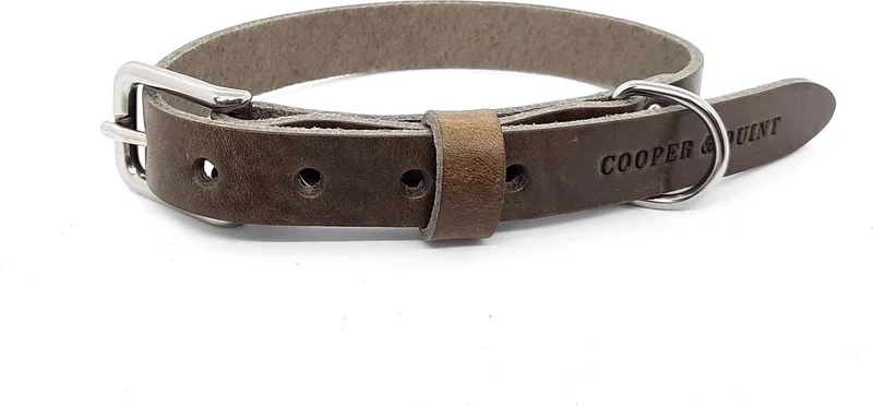 No Fuss - Halsband Hond - Leren Halsband Hond - Stone - Zilver - Small de Cooper & Quint en Gris – photo produit