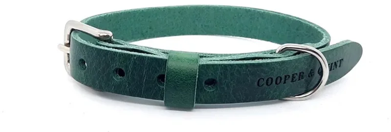 No Fuss - Halsband Hond - Leren Halsband Hond - Zilver - S de Cooper & Quint en Vert – photo produit